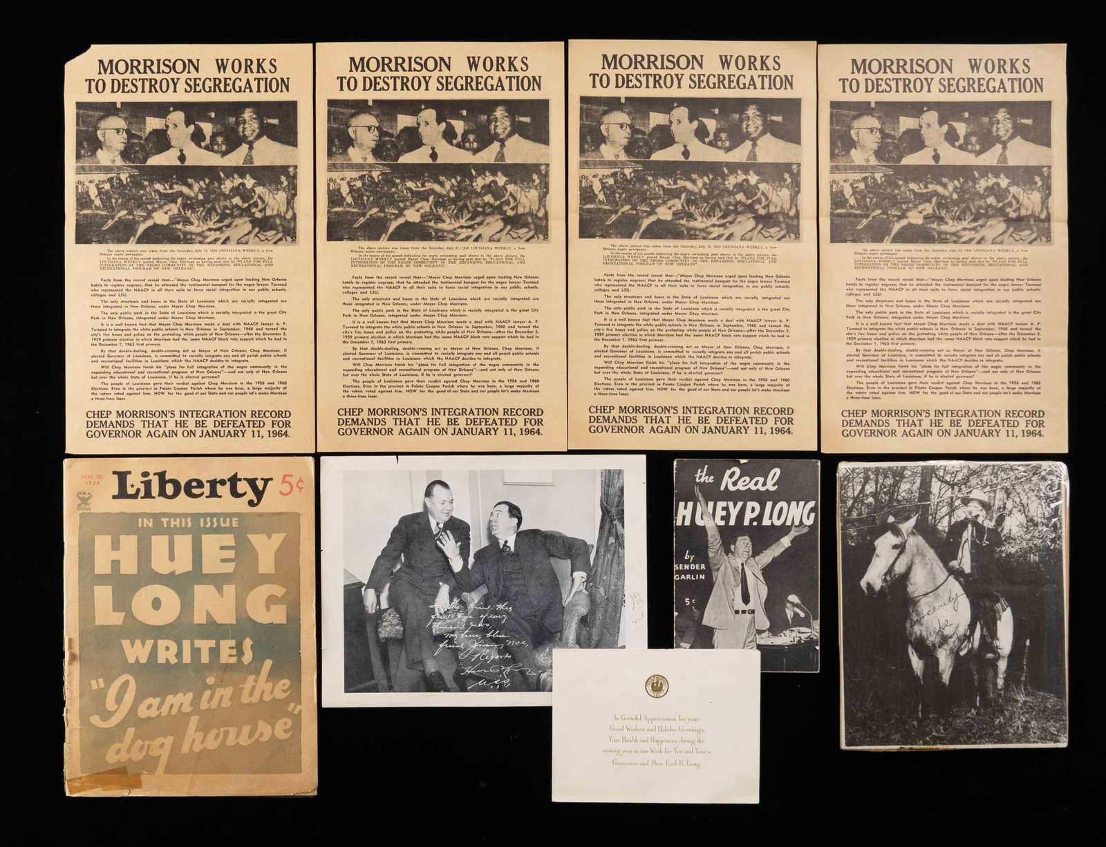 HUEY LONG & LOUISIANA POLITICS GROUPING. (1 of 2)