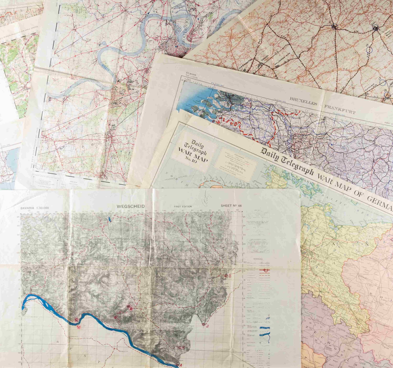 12 WWII MAPS BELONGING TO LT. CANAVAN OF THE 83RD (1 of 5)