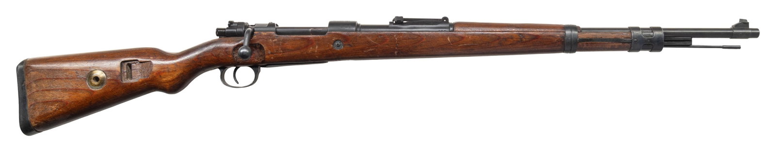 RUSSIAN CAPTURED WWII GERMAN JP SAUER BOLT ACTION: RIFLE. CAL. 8mm. S# 496e. Bbl. 24" with matching number. Early S/147 rec ring .Russian captures are found with mismatched parts that were refinished with a dip bluing and the stocks are force matched