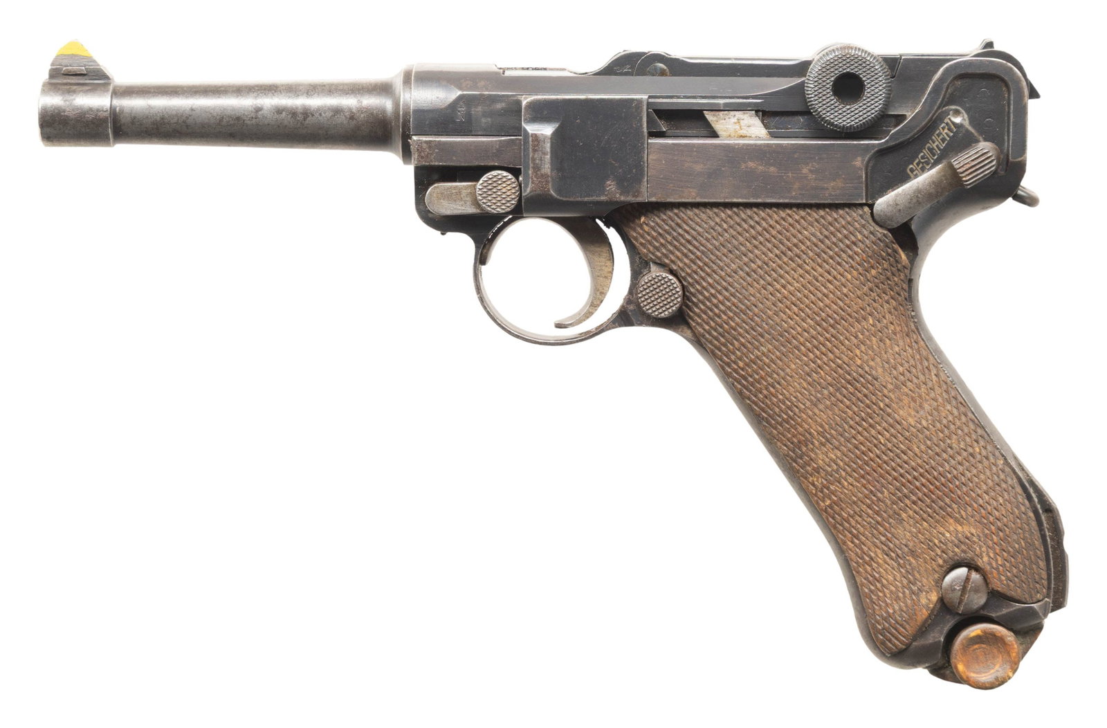 FINNISH DWM M/23 LUGER SEMI-AUTOMATIC: PISTOL. Cal. 30 Luger. S# 8989o. Bbl. 3 15/16". Due to praise from Finnish volunteers of the 27th Jager battalion during WWI, dissatisfaction with the domestically produced Ahlberg, and poor results