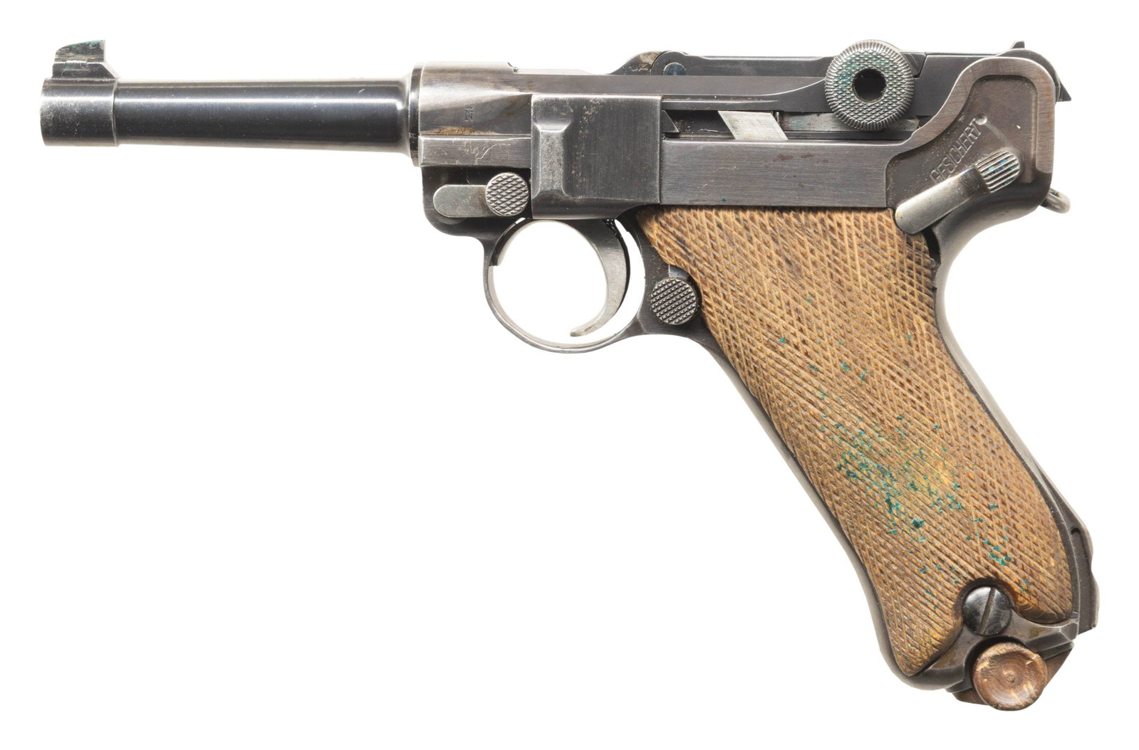 FINNISH DWM M/23 LUGER SEMI-AUTOMATIC PISTOL.: Cal. 30 Luger. S# 2804q. Bbl. 3 15/16". Due to praise from Finnish volunteers of the 27th Jager battalion during WWI, dissatisfaction with the domestically produced Ahlberg, and poor results with the
