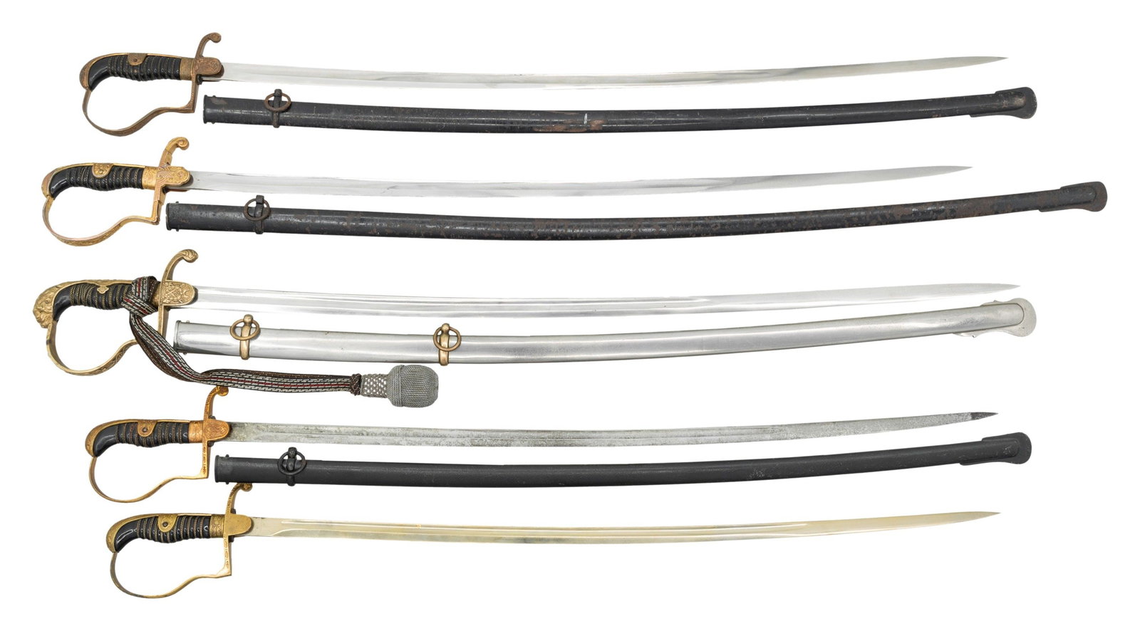 5 WWI & WWII GERMAN OFFICER'S SWORDS. (1 of 2)
