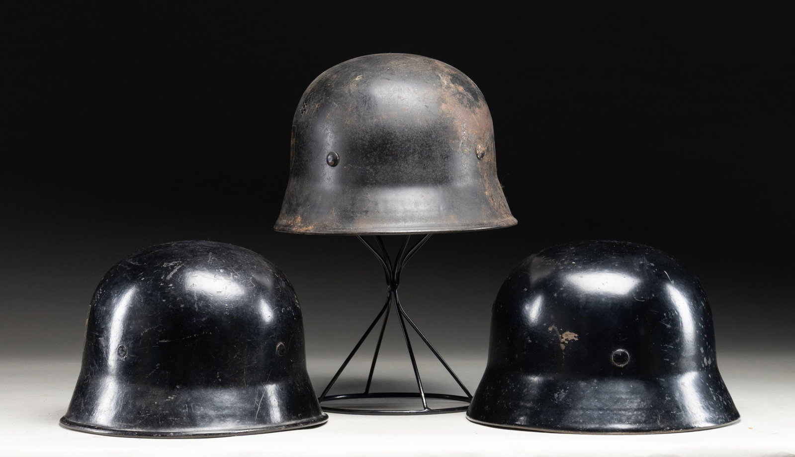 3 WWII GERMAN HELMETS. - 2