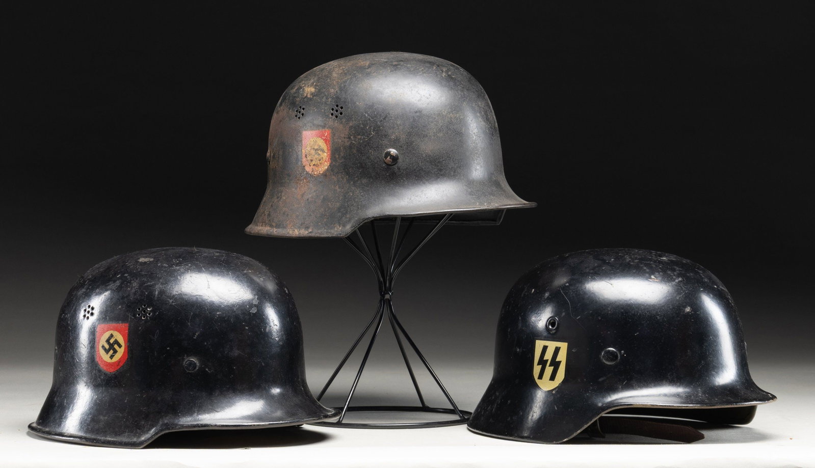 3 WWII GERMAN HELMETS. - 4