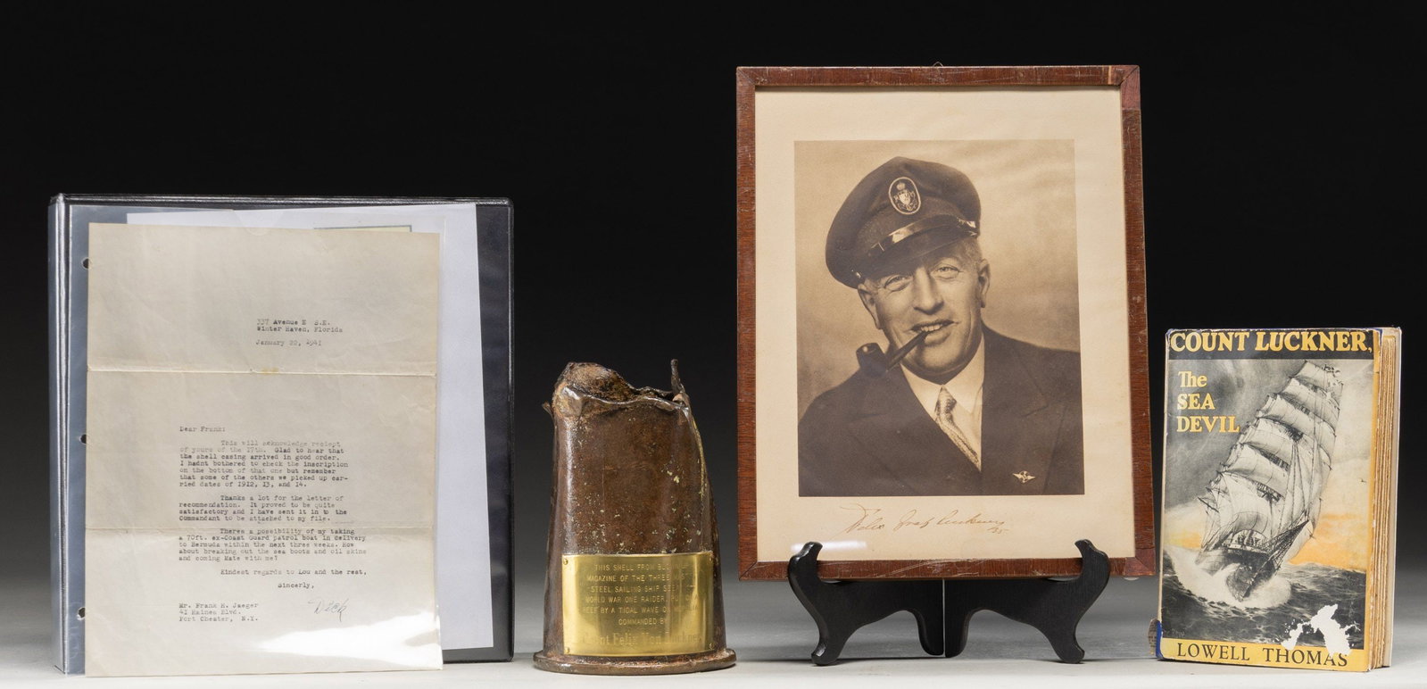 INTERESTING WW1 GROUPING RELATED TO THE SEEADLER: AND IT'S COMMANDING OFFICER FELIX GRAF VON LUCKNER. The Seeadler was the only sailing ship that was tasked as an armed merchant raider during WWI. The sail powered ship was a solution for the