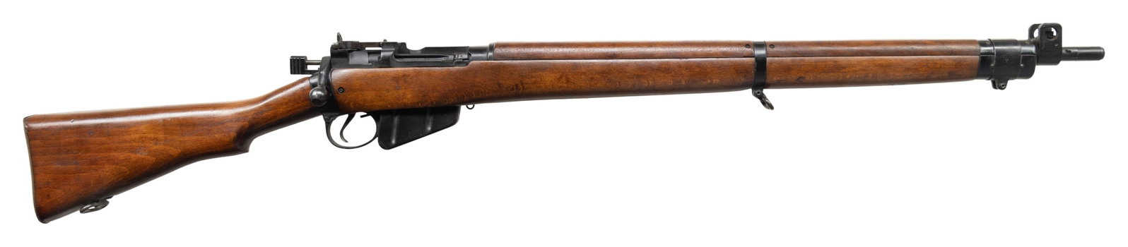 FAZAKERLY CONVERTED No.4 MKI/3 BOLT ACTION RIFLE.: Cal. 303 Brit. S#60C9894. Bbl. 25". This rifle was originally a Savage mfg No. 4 MKI that was updated with the updated trigger mechanism installed similar to the Mark 2. The converting mfg updated the