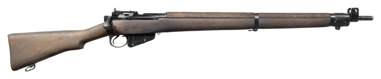 FAZAKERLY No4 Mk2 BOLT ACTION RIFLE.: Cal. 303 Brit. S# PF367285. Bbl. 25". The No.4 Mk2 was an update to the trigger that pinned it to the receiver where the previous variant as pinned to the trigger guard. Dovetailed front sight with ea