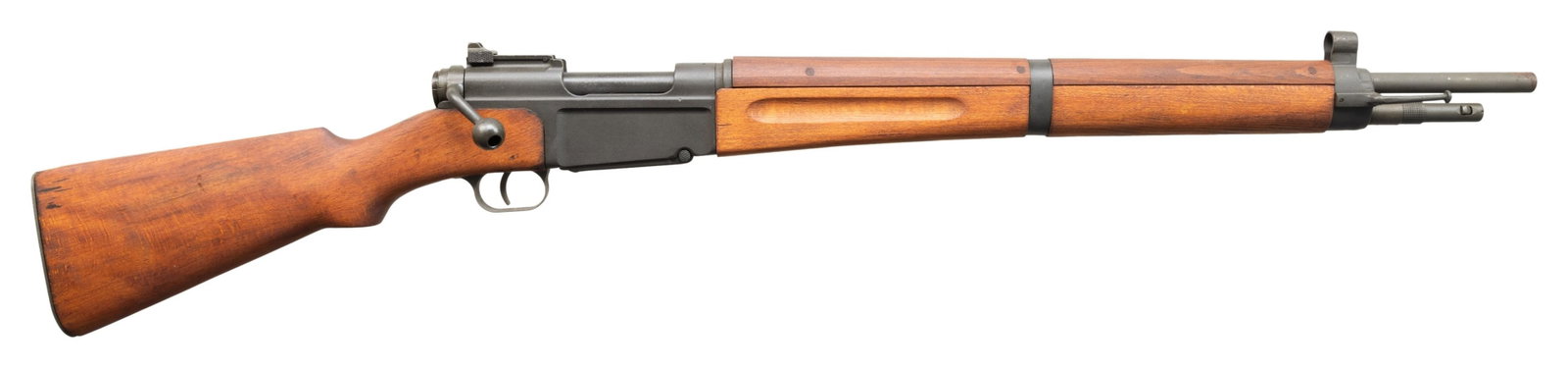 FRENCH MAS-36 BOLT ACTION RIFLE.: Cal. 7.5 French. S#FG31728. Bbl. 22 1/2". Blade front sight with hood. Aperture rear sight graduated to 1200m. Matching numbers on receiver & bolt handle. Other visible parts are unnumbered. 1950s pro