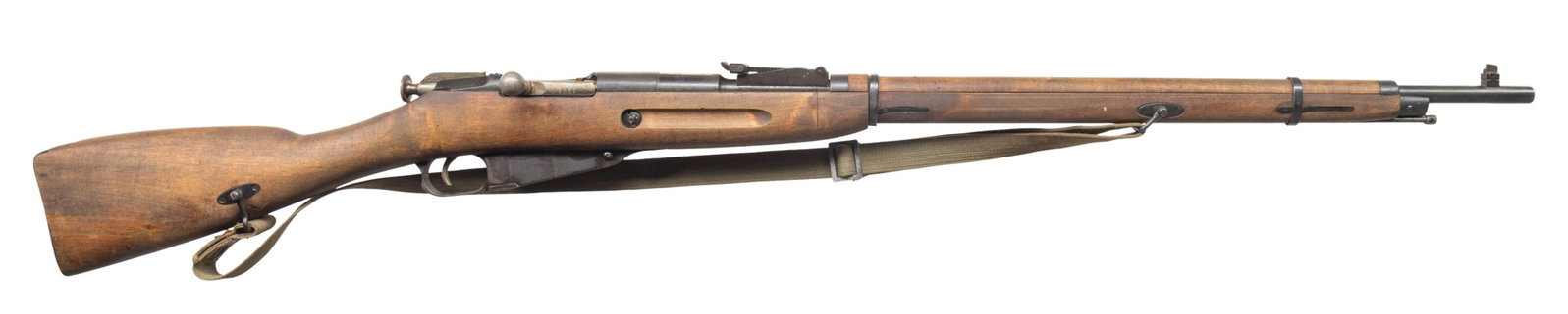 FINNISH TIKKA M91/30 BOLT ACTION RIFLE.: Cal. 7.62x54R. S# 63065. Bbl. 29". Mfg. 1944. Original sights with rear graduated to 2000m. Matching numbers. Correct sling. Import marked. CONDITION: overall very good with some light freckling. Nice