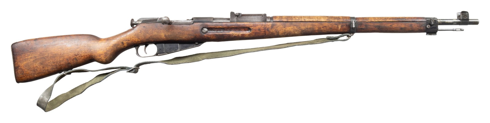 FINNISH M1927 ARMY SHORT RIFLE.: Cal. 7.62x54R. S# 224347. Bbl. 27" Rear sight graduated to 10. Finnish finger joint stock. Bbl only has a S# applied. Import marked. Mismatched bolt CONDITION: overall fair-. 50% finish with oxidation