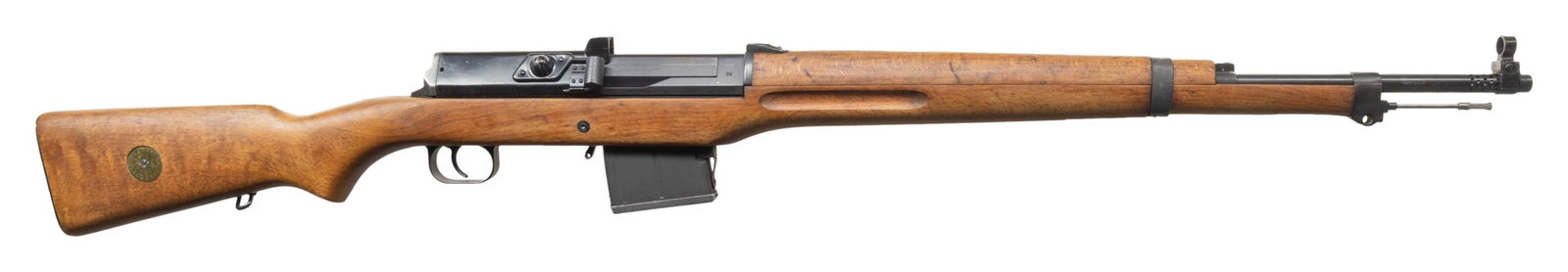 SWEDISH AG42B LJUNGMAN SEMI AUTO RIFLE.: Cal. 6.5x55. S# 17735. Bbl. 25 5/8" with Century import marking. Standard AG42B sights. Matching numbers on buttplate & receiver. Bolt carrier has matching electropencil number. Left side of receiver 