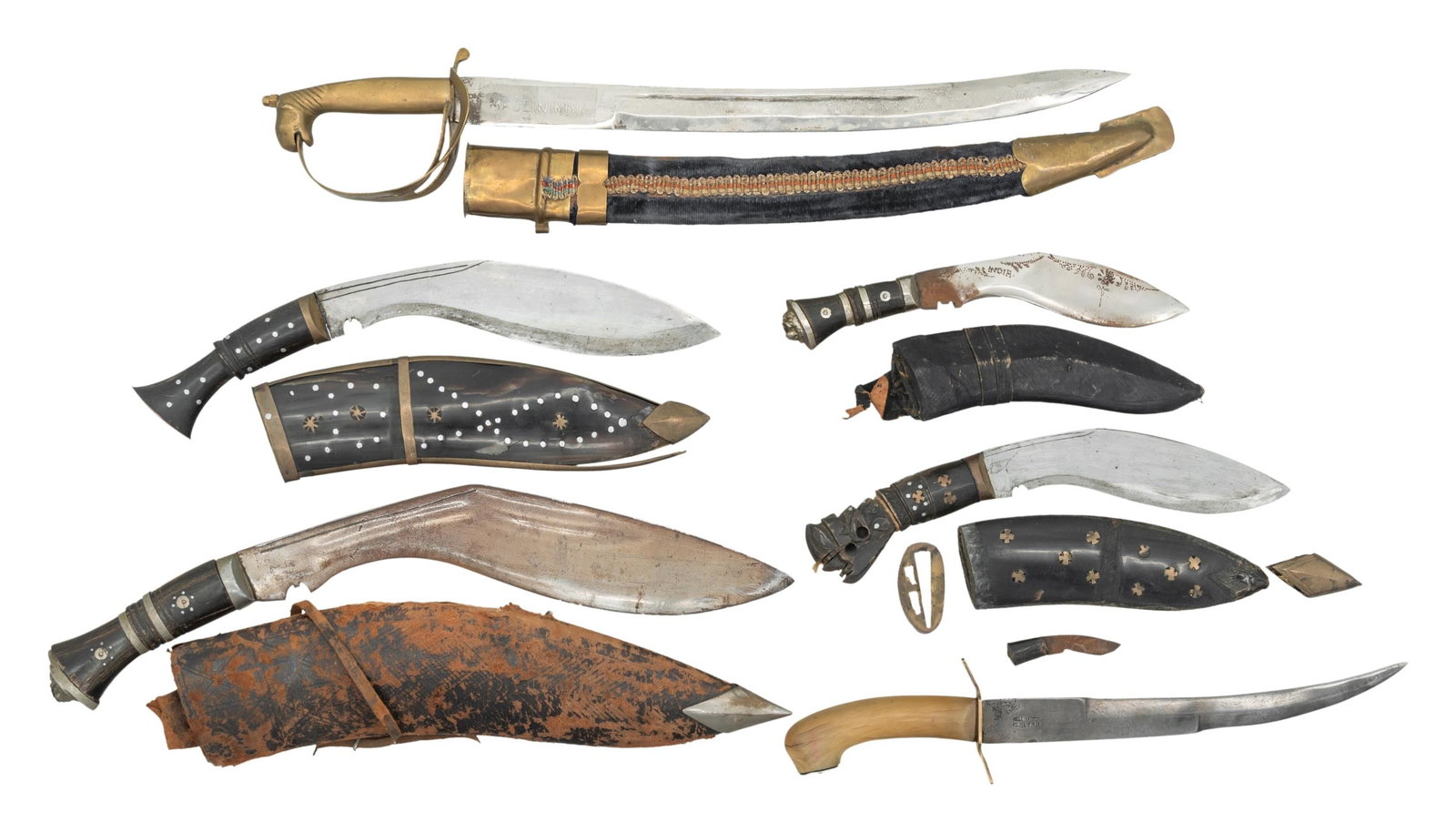 GROUPING OF 6 FOREIGN TRADE EDGED WEAPONS. (1 of 2)