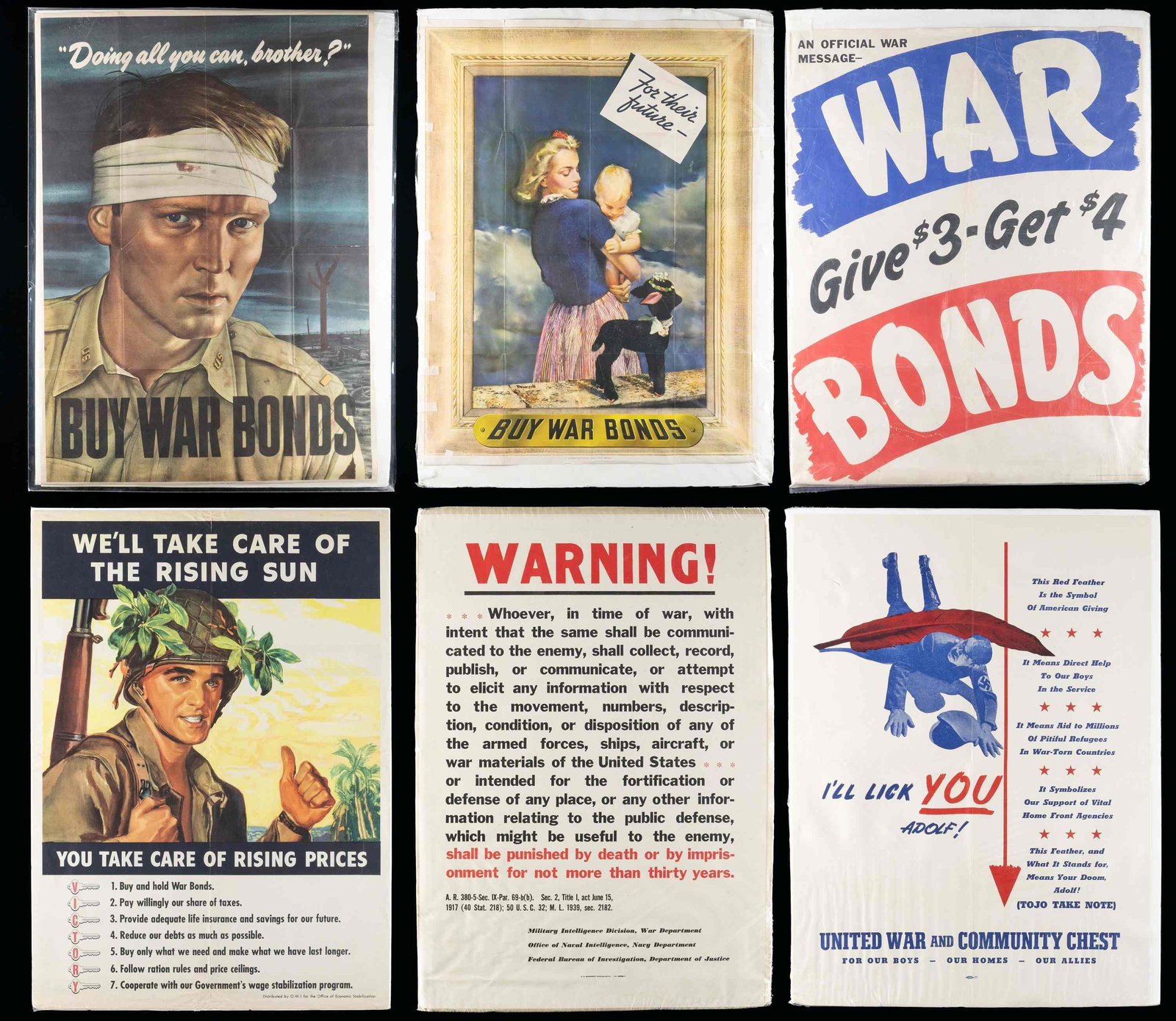 6 WAR BONDS AND LOAN POSTERS. (1 of 7)