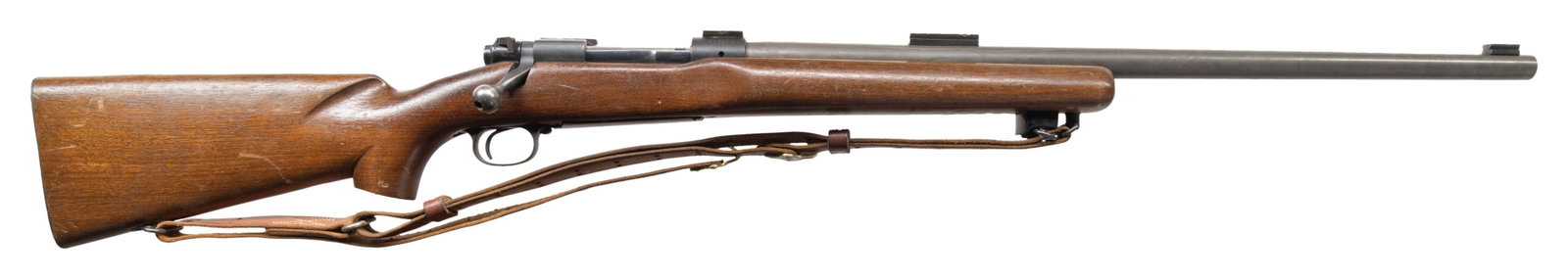 PRE-64 WINCHESTER MODEL 70 BOLT ACTION TARGET: RIFLE. Cal. 30-06. S# 413416. Bbl. 24". Model 70 bolt action target rifle mfg. by Winchester in 1957. The left side of the heavy tapered rnd. bbl. is marked with Winchester's mfg. information, followe