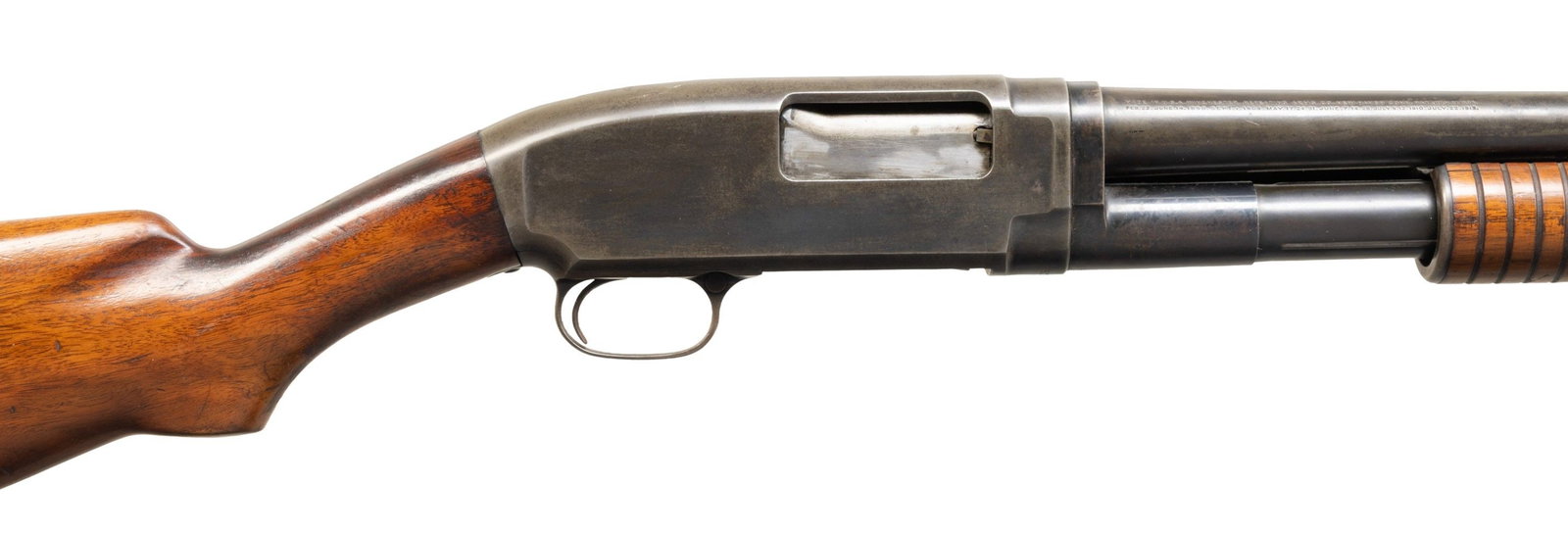 PRE-WAR WINCHESTER MODEL 12 PUMP ACTION SHOTGUN. (1 of 4)