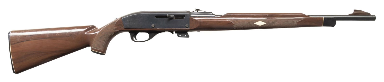 REMINGTON MOHAWK 10C SEMI-AUTO RIFLE.: Cal. 22 LR. S# 2516349. Bbl. 19 5/8" having steel "shark fin" blade front sight; blued with adjustable rear sight on its receiver cover extension. Mfg. June 1975 (1971-1978; 129,000 units) as later pr