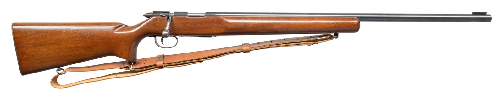 REMINGTON 513-T MATCHMASTER BOLT ACTION RIFLE.: Cal. 22 LR. S# 103701. Bbl. 27" with front sight block. Rec mounted sight rail. Smooth pistol grip walnut stock with checkered steel buttplate, & sling swivels. MAGS: 1-5rd. CONDITION: overall very go
