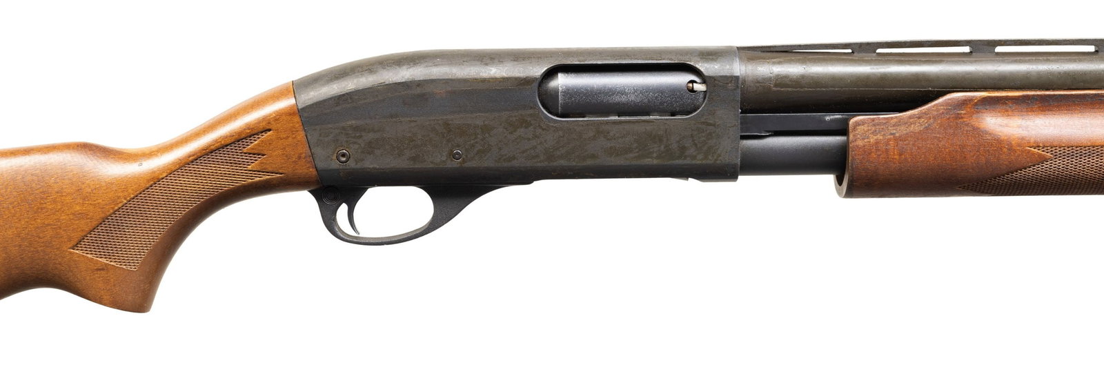 REMINGTON 870 EXPRESS PUMP ACTION SHOTGUN.: Cal. 12 Ga 3". S# A078970M. Bbl. 20 1/2" choked full with VR. Bead sights. Parkerized finish. Hardwood stock set with bottom mounted sling studs & factory recoil pad. LOP: 13 7/8". CONDITION: stock se