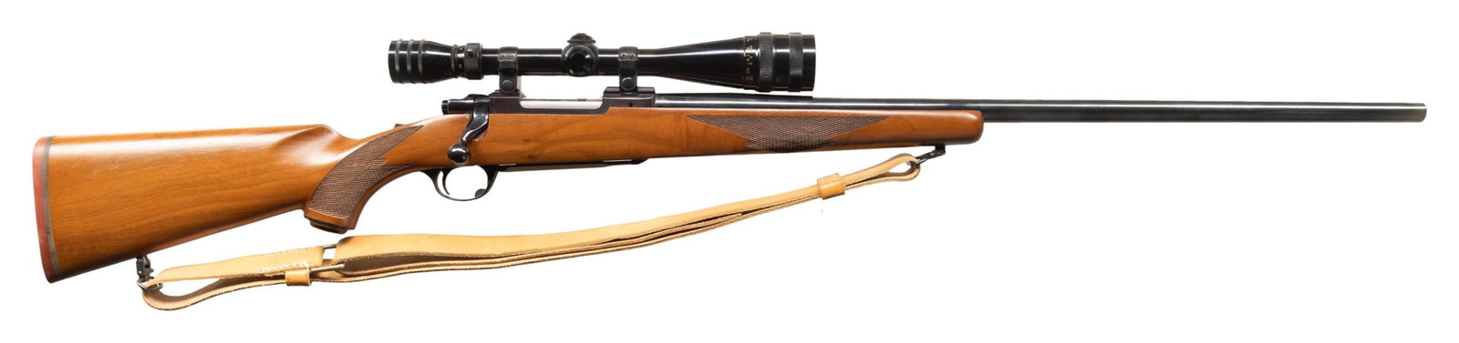 RUGER TANG SAFETY M77 BOLT ACTION VARMINT RIFLE.: Cal. 220 Swift. S# 73-27511. Bbl. 26" varmint weight without sight provisions but factory drilled and tapped for scope base along with front bridge of receiver. Mfg. 1978 (1968-1992) with "warning mar