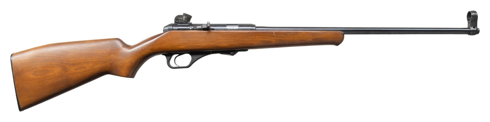 HK 270 SEMI AUTO RIFLE.: Cal. 22 LR. S# 3701. Mfg. 1981. Bbl. 19.7". Hooded post front sight & G3 style rear sight. Walnut stock. MAGS: 1-5 rd. CONDITION: good to very good blue with peppery oxidation. Very good wood finish w