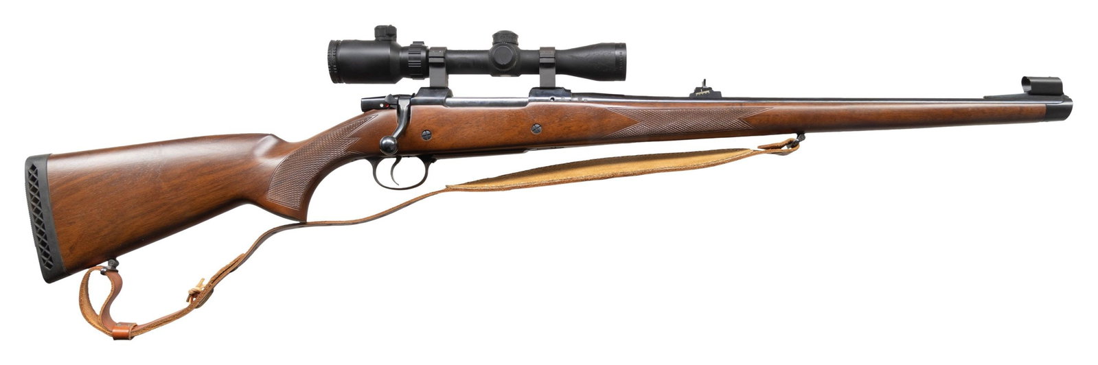 CZ MODEL 550SF MANNLICHER BOLT ACTION CARBINE.: Cal. 9.3x62mm. S# G9512. 20 1/2" hooded ramp bead front bbl with adj. U-notch rear sight. BSA Cats-Eye 1.5-4.5x32 scope with 3 post reticle on CZ 2 pc mounts. Full length cheekpiece walnut stock has c