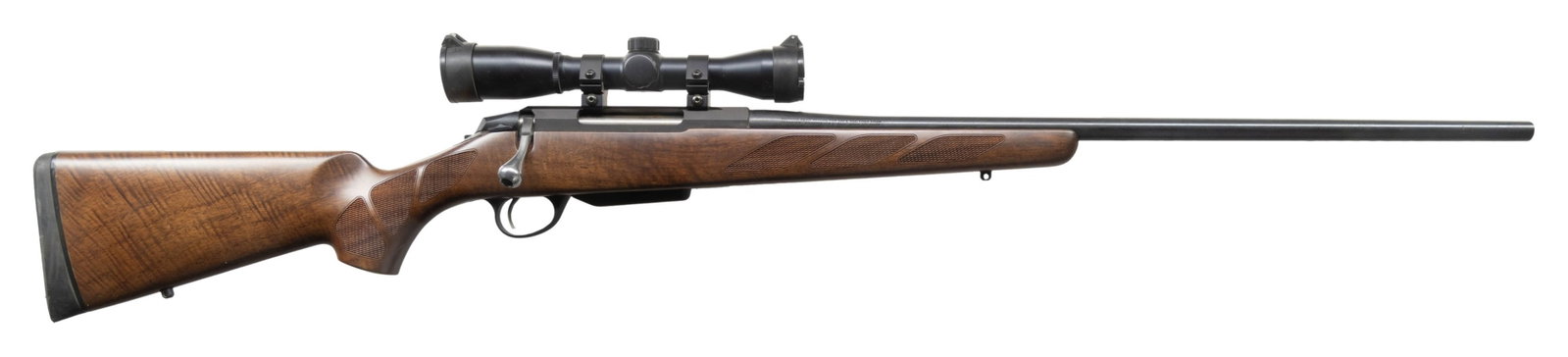 TIKKA T3 HUNTER BOLT ACTION RIFLE.: Cal 300 WSM. S# 488717. 24 1/2" light sporter weight bbl without sights. Sightron 4x32 matte finished scope with duplex reticle mounted on receiver grooves. 2 lug action has right side safety & rear c
