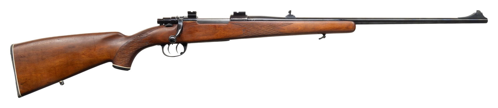 8MM MAUSER, ZASTAVA MODEL 70 STANDARD BOLT ACTION: RIFLE. Cal. 8x57. S# 109250. Mfg. March 1982 in Yugoslavia & imported by ATI of Summerville, SC. Bbl. 24". Blade front sight & folding rear sight; Weaver bases on receiver. Control feed action with cl