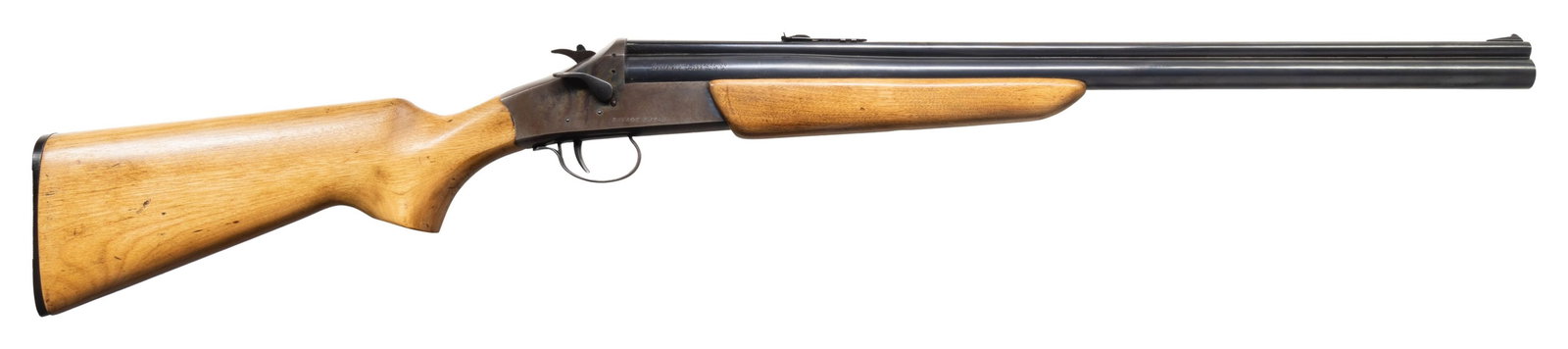 22 MAG. / 20 GA. SAVAGE 24S-A O/U COMBO.: Cal. 22 Mag. / 20 Ga., 2 3/4" & 3". NSN. Bbls. 23.75". Sporting sights. Case colored action w/ bbl. selector on hammer. Hardwood stock set. CONDITION: very good blue light brown patina & handling mark