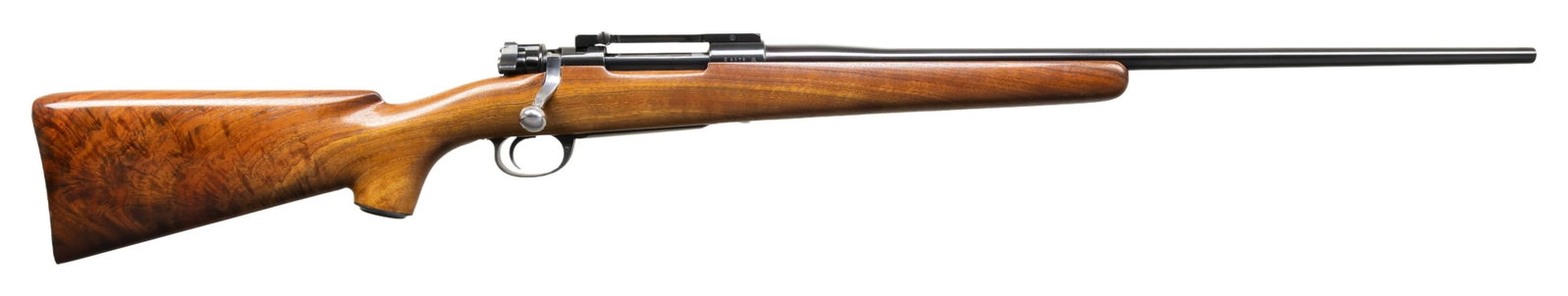 CUSTOM MODEL 1909 ARGENTINE MAUSER BOLT ACTION: RIFLE. Cal. 257 Roberts. S# E 4576. Bbl. 24" sporter weight without provision for sights. Custom sporter using most renowned of Mauser actions having matching numbered and proofed hinged floorplate / 