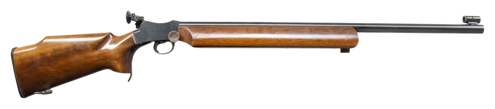 AUSTRALIAN SPORTCO CLUBMASER 22LR FALLING BLOCK: TARGET RIFLE. Cal. 22 LR. S# U530. Bbl. 28" of heavy profile having Parker Hale FS22A globe front sight (circle on post disk) plus matching "PH17" marked receiver sight having target disk with adjusta