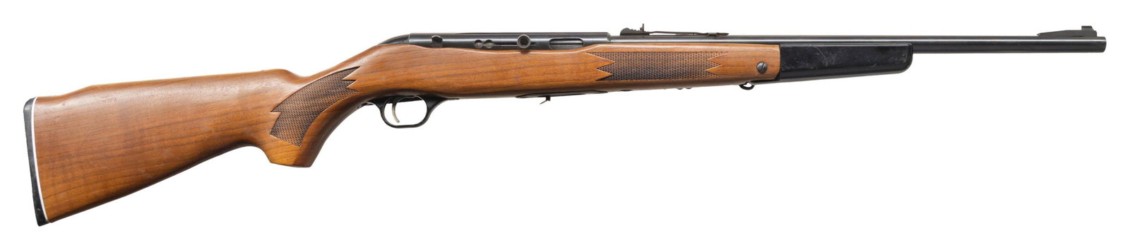 MOSSBERG MODEL 353 SEMI-AUTO CARBINE.: Cal. 22 LR. S# 634154. Bbl. 18" with dovetailed ramped front sight and elevator adjustable rear. Mfg. 1972-1985 as variation of Model 352K having ramped front sight rather than dovetailed post. Receiv