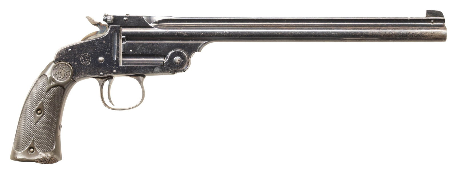 2ND MODEL S&W PERFECTED SINGLE SHOT PISTOL. (1 of 2)
