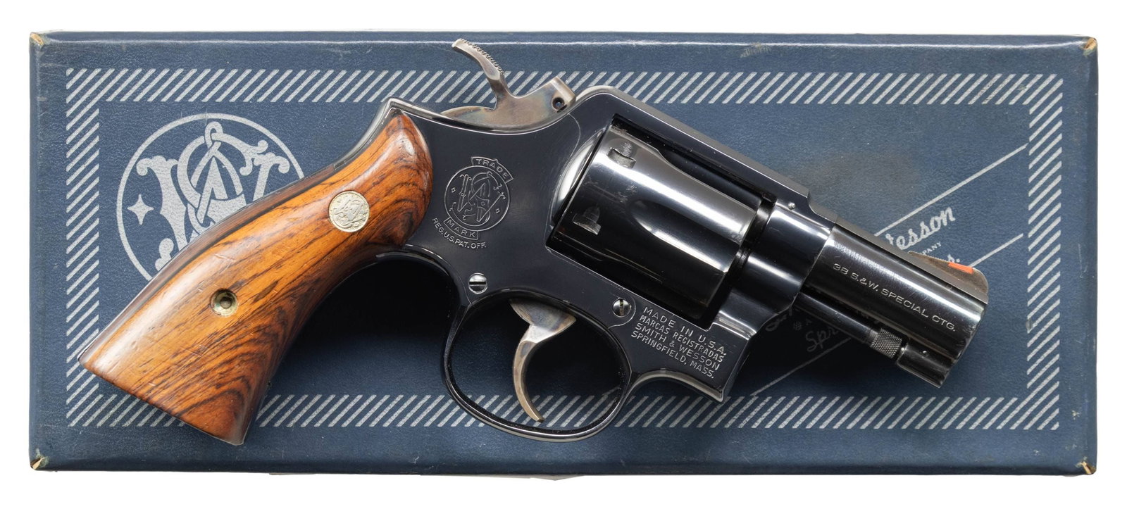 CUSTOM SMITH & WESSON MODEL 10-6 DA REVOLVER.: Cal. 357 Mag. S# 507441. Bbl. 2 1/2" pinned with Model 13 profile. Ramped serrated blade front sight with orange insert. Fixed rear sight. Revolver appears to a factory quality custom 10-6 revolver