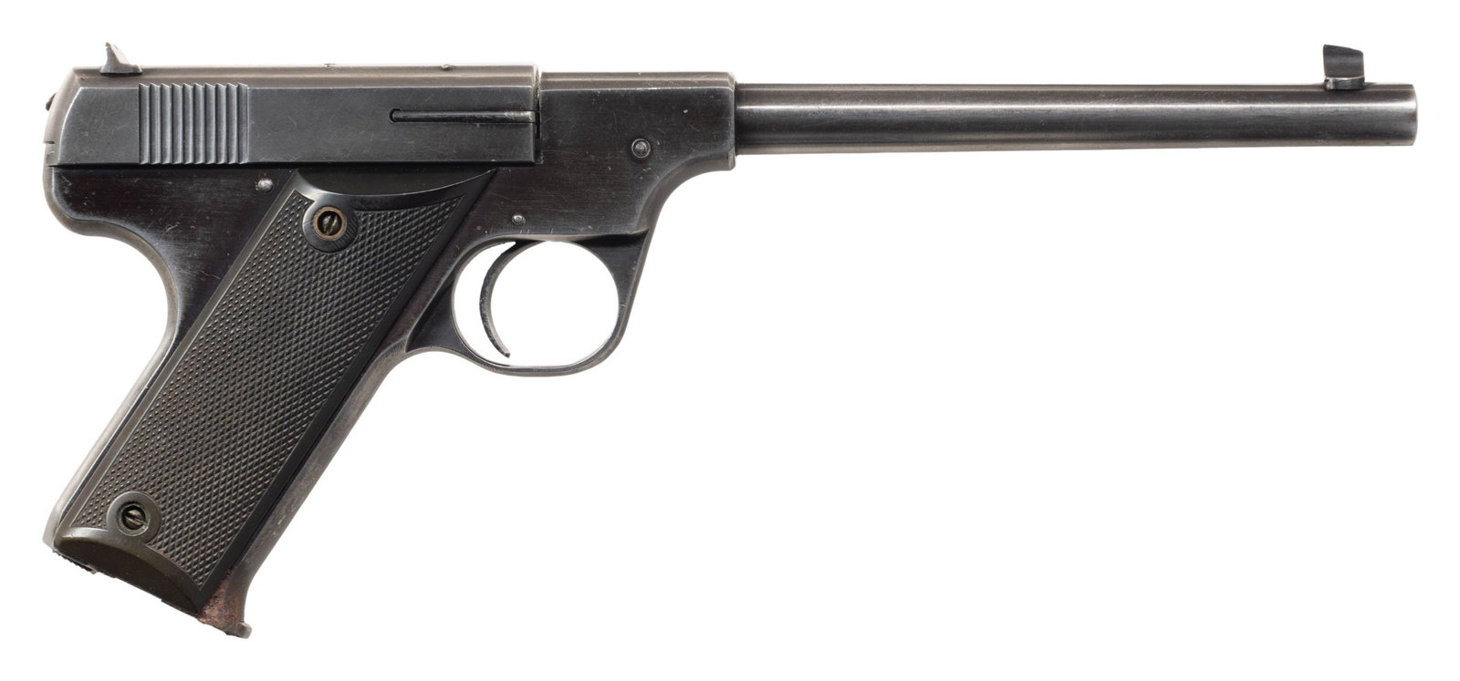 RARE HARTFORD ARMS & EQUIPMENT COMPANY MODEL 1925: SEMI-AUTOMATIC PISTOL. Cal. 22 LR. S# 766. Bbl. 6 13/16". 1 of approx. 5,000 Model 1925 pistols mfg. by The Hartford Arms & Equipment Company prior to the company's acquisition by High Standard in 193