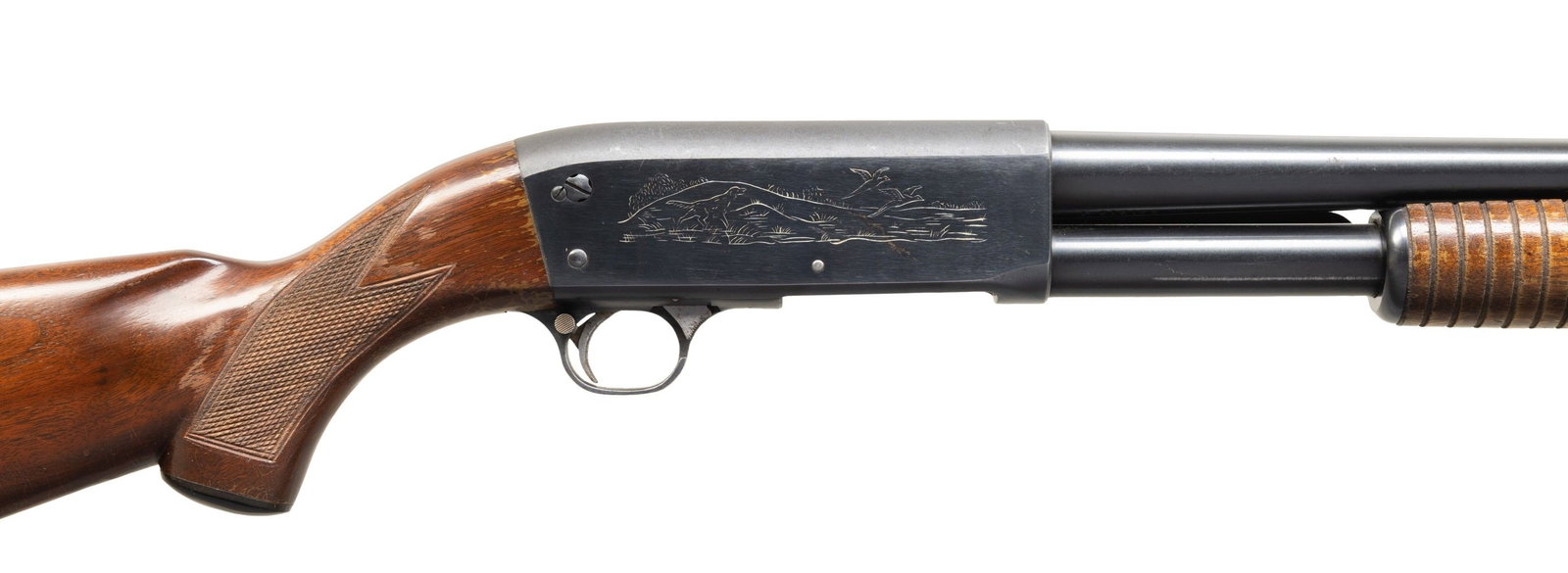 16 GA., ITHACA 37 FEATHERLIGHT PUMP SHOTGUN. (1 of 4)