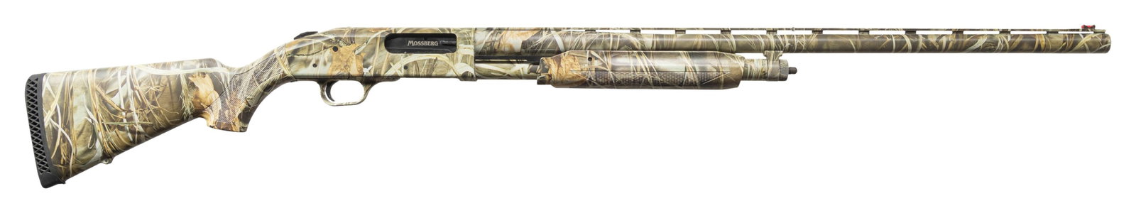 MOSSBERG 535 WATERFOWL PUMP SHOTGUN WITH FACTORY: BOX. Cal. 12 Ga., 2 3/4", 3" & 3 1/2". S# AT156764. VR 28" bbl. w/ fiber optic front sight; fitted for Accu chokes: Full, Mod. & IC tubes. Camo Advantage Max 4 amo pattern on metal & synthetic stock s