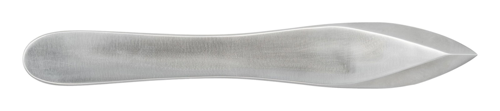 RANDALL MADE STAINLESS MODEL 9 PRO THROWER: KNIFE. Overall: 10". One piece stainless steel knife with double edges. CONDITION: very good to near excellent overall with residue from previous inventory sticker. PROVENANCE: From the Collection of