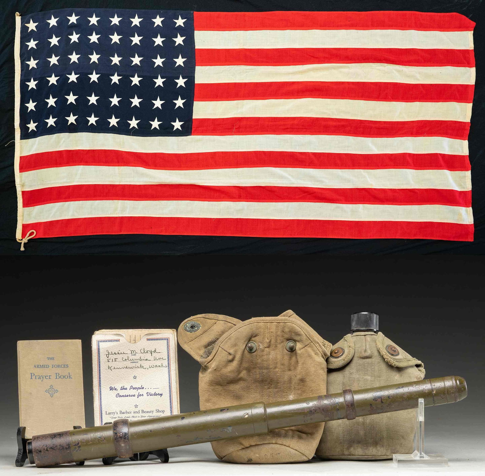 GROUPING OF PRIMARILY WWII MILITARIA, EPHEMERA, (1 of 3)