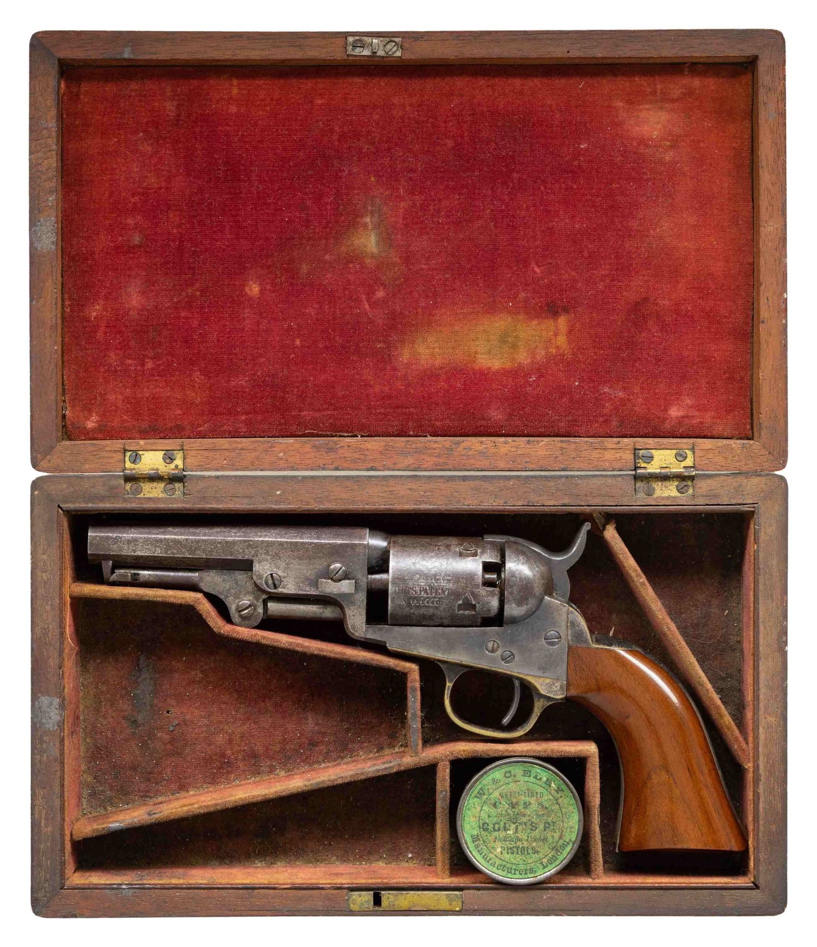 CASED COLT 1849 POCKET PERCUSSION REVOLVER. (1 of 4)