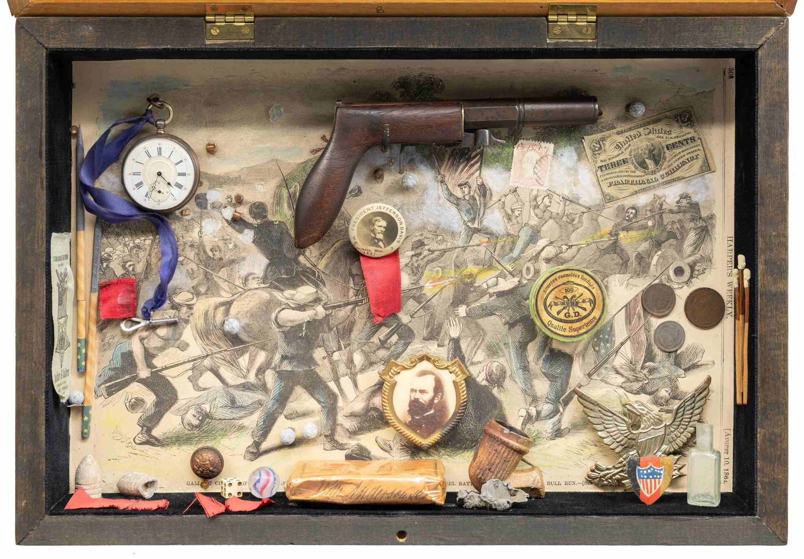 CIVIL WAR SHADOW BOX DISPLAY WITH MASSACHUSETTS (1 of 3)