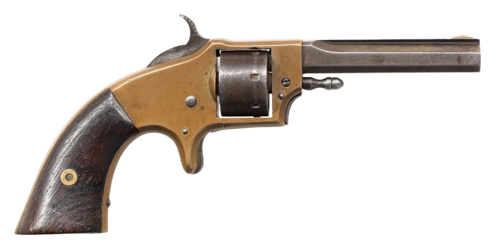 ROLLIN WHITE ARMS POCKET MODEL SINGLE ACTION: REVOLVER. Cal. 22. S# 3331. Bbl. 3 1/16". 1 of only approx. 4,300 Pocket Model single action revolvers mfg. by Rollin White Arms between 1861-1864, with the majority, such as this example, being made