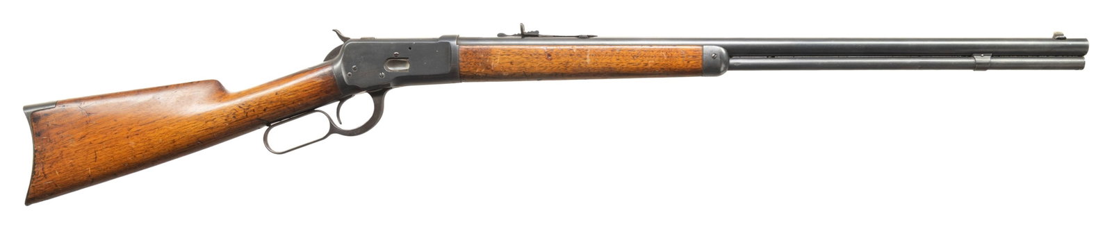 WINCHESTER MODEL 1892 LEVER ACTION RIFLE.: Cal. 32 WCF. S# 206160. Bbl. 24 1/4". Model 1892 lever action rifle mfg. by Winchester in 1902. Top of the rnd. bbl. is marked with Winchester's 2-line address, with "32 W.C.F." marked towards the