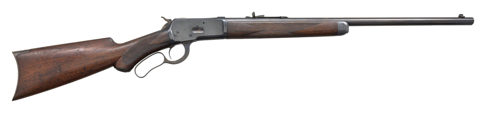 WINCHESTER MODEL 92 LEVER ACTION RIFLE.: Cal. 38 WCF. S# 1001901. Bbl. 22". Model 92 lever action rifle mfg. by Winchester in 1932. Left side of the bbl. is marked with the model and cal. designations, with Winchester's mfg. information