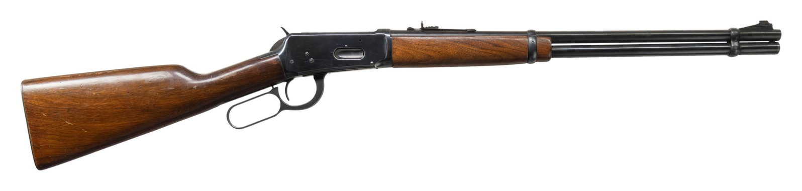 PRE-64 WINCHESTER MODEL 94 LEVER ACTION CARBINE.: Cal. 30-30. S# 2058131. Bbl. 20". Model 94 lever action carbine mfg. by Winchester in 1954. Left side of the bbl. is marked with the Winchester trademark logo, followed by the model and cal.