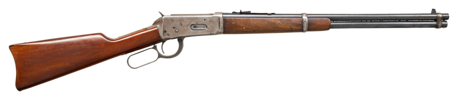 PRE-WAR WINCHESTER MODEL 1894 LEVER ACTION: CARBINE. Cal. 30 WCF. S# 753113. Bbl. 20". Model 1894 lever action carbine mfg. by Winchester in 1914. Left side of the bbl. (ahead of the bbl. band) is marked with Winchester's 2-line mfg. and