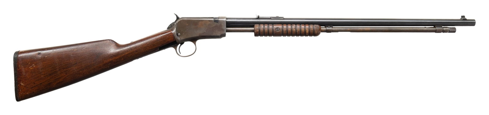 WINCHESTER MODEL 06 SLIDE ACTION RIFLE.: Cal. 22 S, L, LR. S# 559282. Bbl. 20". Model 06 slide action rifle mfg. by Winchester in 1919. Left side of the bbl. is marked with Winchester's 2-line mfg. and patent information, followed by "-MODEL