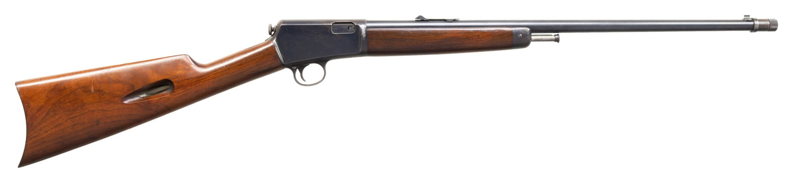 WINCHESTER MODEL 1903 SEMI-AUTOMATIC RIFLE.: Cal. 22 Auto. S# 43337. Bbl. 20 1/2". Model 1903 semi-automatic rifle mfg. by Winchester in 1908. Top of the bbl. is marked with Winchester's 2-line mfg. and patent information, with the model and cal