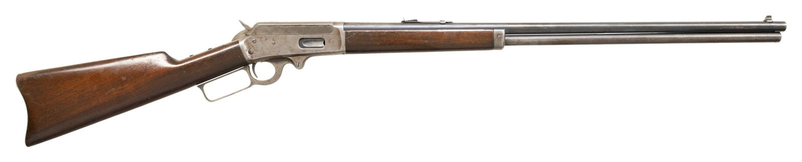 32 HPS, MARLIN 1893 LEVER ACTION RIFLE.: Cal. 32 HPS (32 High Power Smokeless or 32 Win. Spl.) S# 357209. Special Smokeless steel 26" rnd. bbl. Marble #5 blade front sight & elevator rear sight. Tubular mag. Marlin safety action w/ screws on