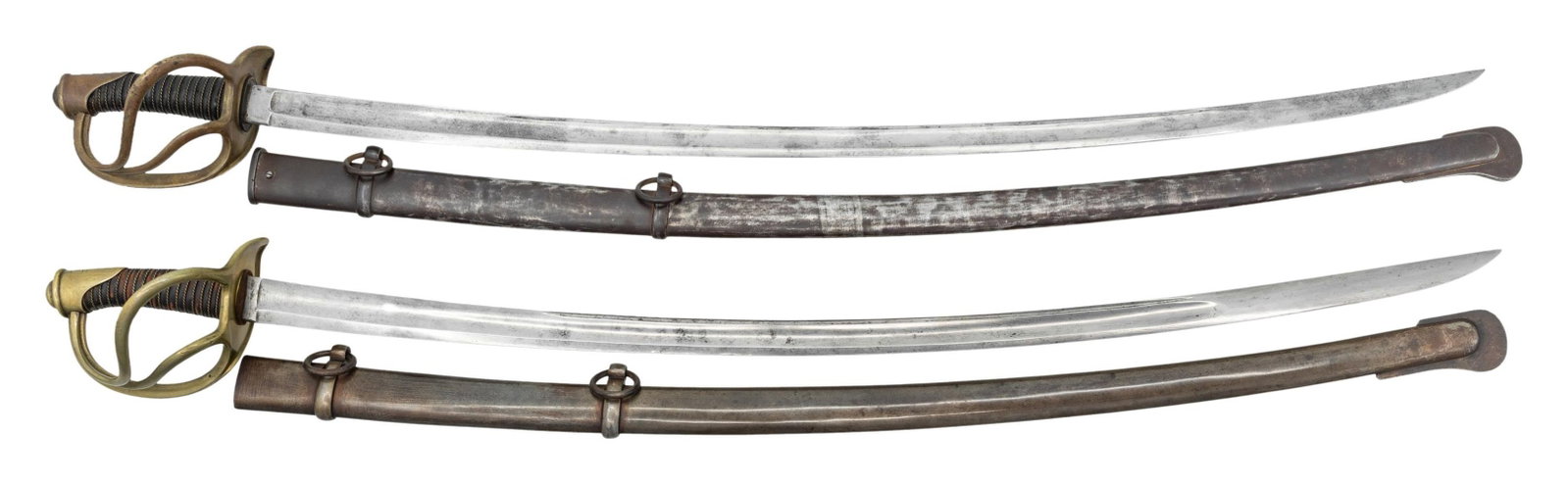 TWO CIVIL WAR ERA IMPORT HEAVY CAVALRY SABERS. (1 of 4)