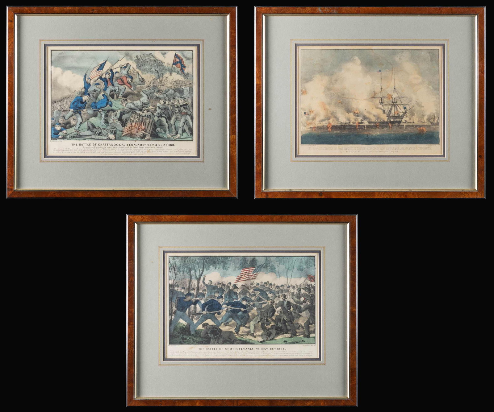 LOT OF 3 FRAMED CURRIER & IVES CIVIL WAR PRINTS & (1 of 5)